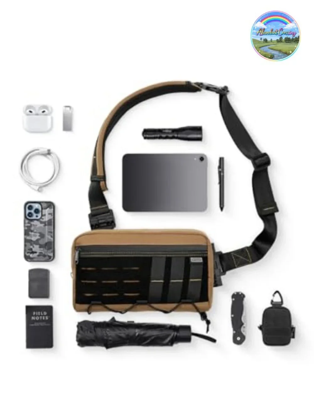 EDC Tactical Sling Bag Crossbody Shoulder Backpack with MOLLE System for Men